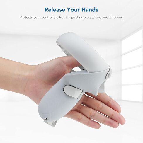 غطاء حماية من السيليكون بتصميم KIWI مزود بأشرطة للمفاصل متوافق مع ملحقات Quest 2 (أسود + رمادي-أبيض) in Kuwait