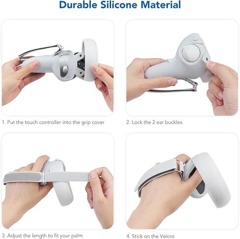 غطاء حماية من السيليكون بتصميم KIWI مزود بأشرطة للمفاصل متوافق مع ملحقات Quest 2 (أسود + رمادي-أبيض) in Kuwait