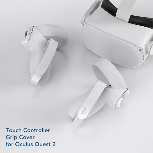 غطاء حماية من السيليكون بتصميم KIWI مزود بأشرطة للمفاصل متوافق مع ملحقات Quest 2 (أسود + رمادي-أبيض) in Kuwait