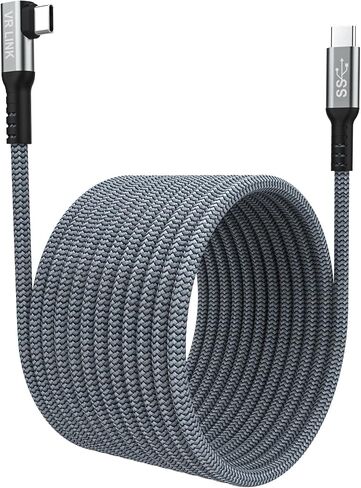 Arzweyk 16FT Link Cable Accessories Compatible for Oculus/Meta Quest 2/1/Pico 4, USB 3.2 Gen 1 Type C to C Charging Cable, 90 Degree 5Gbps Fast Data Transfer for VR Headset Gaming PC. in Saudi Arabia