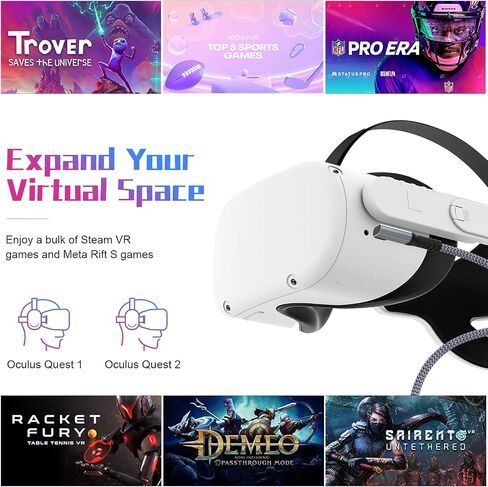 Arzweyk 16FT Link Cable Accessories Compatible for Oculus/Meta Quest 2/1/Pico 4, USB 3.2 Gen 1 Type C to C Charging Cable, 90 Degree 5Gbps Fast Data Transfer for VR Headset Gaming PC. in Saudi Arabia