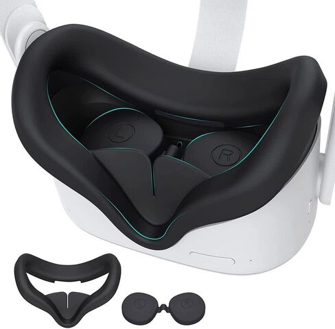 Face Cover Pad for Oculus Quest 2, Face Cover Replacement Sweat-Proof PU Foam Cushion with Lens Protector and Thumb Button Cap in Saudi Arabia