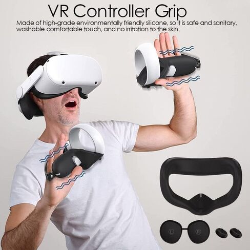 Face Cover Pad for Oculus Quest 2, Face Cover Replacement Sweat-Proof PU Foam Cushion with Lens Protector and Thumb Button Cap in Saudi Arabia