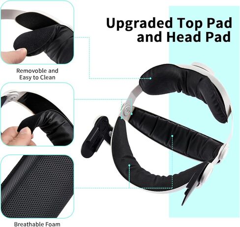 جي ام ار في ار مجموعة ملحقات حزام راس قابلة للتعديل من خليط معدني من الالومنيوم متوافقة مع اوكولوس كويست 2 تجعل سماعة الواقع الافتراضي ووحدة التحكم باللمس اكثر امانا، حزام راس معزز للدعم والراحة في in Kuwait