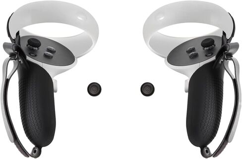 غطاء مقابض وحدة تحكم الواقع الافتراضي مع حزام مفصل مضاد للرمي لجهاز Meta/Oculus Quest 2 + غطاء زر الإبهام VR (أزرق) in Kuwait