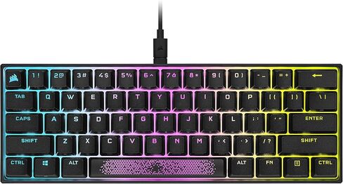 لوحة مفاتيح الألعاب الميكانيكية Corsair K65 RGB MINI بنسبة 60% (إضاءة خلفية RGB قابلة للتخصيص لكل مفتاح، مفاتيح ميكانيكية CHERRY MX Speed، كابل USB من النوع C قابل للفصل، تقنية AXON Hyper-Processing) أسود in Kuwait