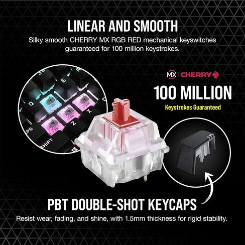 لوحة مفاتيح الألعاب الميكانيكية Corsair K65 RGB MINI بنسبة 60% (إضاءة خلفية RGB قابلة للتخصيص لكل مفتاح، مفاتيح ميكانيكية CHERRY MX Speed، كابل USB من النوع C قابل للفصل، تقنية AXON Hyper-Processing) أسود in Kuwait