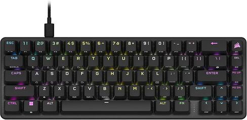 لوحة مفاتيح الألعاب الميكانيكية Corsair K65 RGB MINI بنسبة 60% (إضاءة خلفية RGB قابلة للتخصيص لكل مفتاح، مفاتيح ميكانيكية CHERRY MX Speed، كابل USB من النوع C قابل للفصل، تقنية AXON Hyper-Processing) أسود in Kuwait