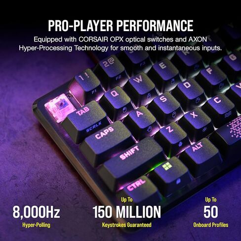 لوحة مفاتيح الألعاب الميكانيكية Corsair K65 RGB MINI بنسبة 60% (إضاءة خلفية RGB قابلة للتخصيص لكل مفتاح، مفاتيح ميكانيكية CHERRY MX Speed، كابل USB من النوع C قابل للفصل، تقنية AXON Hyper-Processing) أسود in Kuwait