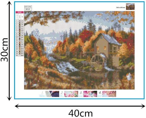 لوحة ألماس 5D DIY حفر كامل، Xizhendai 5D DIY تطريز عبر الغرز لوحات كاملة مستديرة الحفر حجر الراين اللوحة الفنية غرفة المعيشة المنزلية غرفة نوم جدار ديكور (مزرعة، 30 × 40 سم) in Kuwait