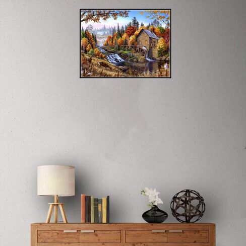 لوحة ألماس 5D DIY حفر كامل، Xizhendai 5D DIY تطريز عبر الغرز لوحات كاملة مستديرة الحفر حجر الراين اللوحة الفنية غرفة المعيشة المنزلية غرفة نوم جدار ديكور (مزرعة، 30 × 40 سم) in Kuwait