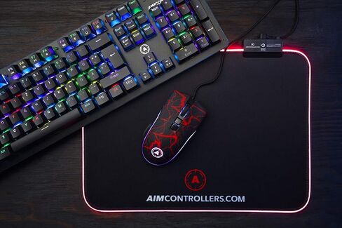 AimControllers Gaming PC Mouse Wired, 200-10000 DPI with LED RGB, 7 Programmable Buttons - Custom Ergonomic Mouse with Optic Sensor for Windows 10, USB - Storm Green in Saudi Arabia