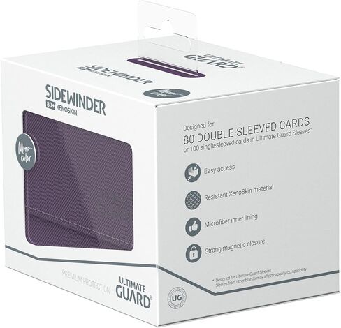 Ultimate Guard Sidewinder 80+, Deck Box for 80 Double-Sleeved TCG Cards, Black, Magnetic Closure & Microfiber Inner Lining for Secure Storage in Saudi Arabia