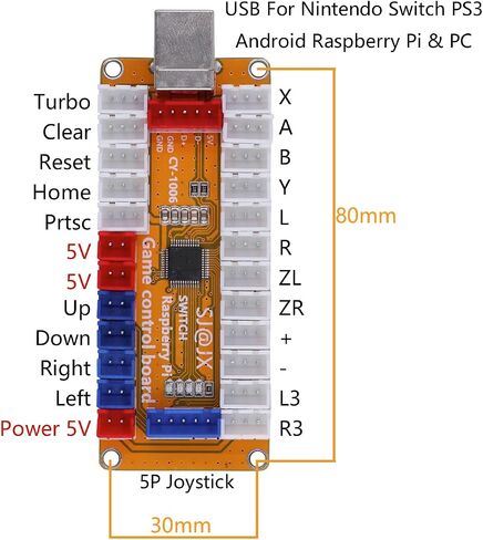 SJ@JX Arcade Game LED Controller Lamp USB Encoder Gamepad Cherry MX Microswitch Light Button 4-8way LED Joystick for Nintendo Switch PC PS3 Raspberry Pi MAME in Kuwait