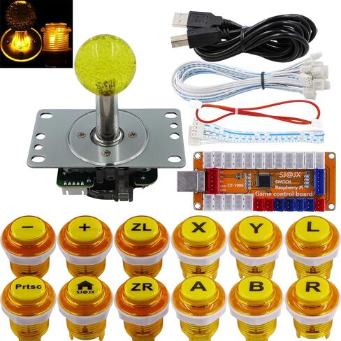SJ@JX Arcade Game LED Controller Lamp USB Encoder Gamepad Cherry MX Microswitch Light Button 4-8way LED Joystick for Nintendo Switch PC PS3 Raspberry Pi MAME in Kuwait