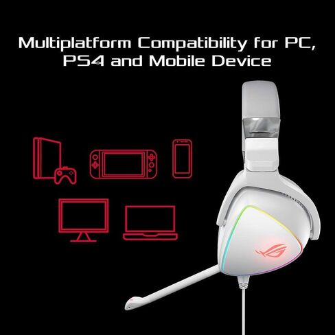سماعة الألعاب ASUS RGB ROG Delta | Hi-Res ESS Quad-DAC، تأثير إضاءة RBG الدائري | موصل USB-C لأجهزة الكمبيوتر ووحدات التحكم والألعاب المحمولة | سماعات الألعاب مع ميكروفون قابل للفصل in Kuwait