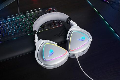 سماعة الألعاب ASUS RGB ROG Delta | Hi-Res ESS Quad-DAC، تأثير إضاءة RBG الدائري | موصل USB-C لأجهزة الكمبيوتر ووحدات التحكم والألعاب المحمولة | سماعات الألعاب مع ميكروفون قابل للفصل in Kuwait