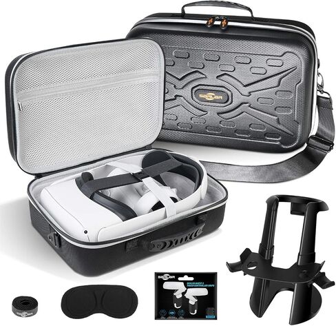 SARLAR Fashion Travel Protective Case for Oculus Meta Quest 3S/Quest 3/Quest 2/Vision Pro VR Gaming Headset and Touch Controllers Accessories Carrying Bag,Include Lens Protection Cover in Kuwait