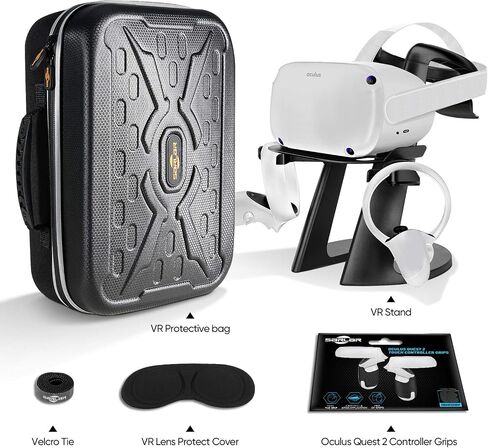 SARLAR Fashion Travel Protective Case for Oculus Meta Quest 3S/Quest 3/Quest 2/Vision Pro VR Gaming Headset and Touch Controllers Accessories Carrying Bag,Include Lens Protection Cover in Kuwait
