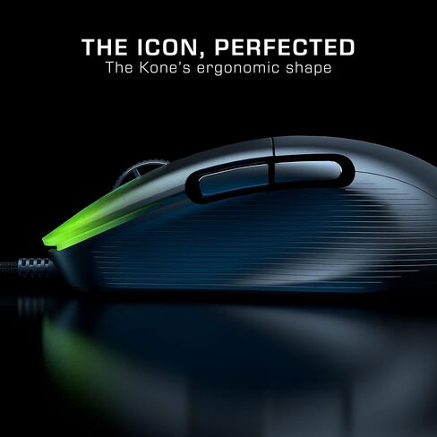 ROCCAT Kone AIMO Remastered PC Gaming Mouse, Optical, RGB Backlit Lighting, 23 Programmable Keys, Onboard Memory, Palm Grip, Owl Eye Sensor, Ergonomic, LED Illumination, Adjustable to 16,000 DPI-Black in Saudi Arabia