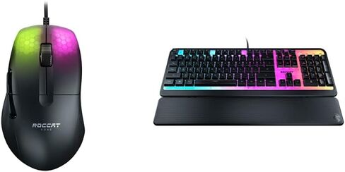 ROCCAT Kone AIMO Remastered PC Gaming Mouse, Optical, RGB Backlit Lighting, 23 Programmable Keys, Onboard Memory, Palm Grip, Owl Eye Sensor, Ergonomic, LED Illumination, Adjustable to 16,000 DPI-Black in Saudi Arabia