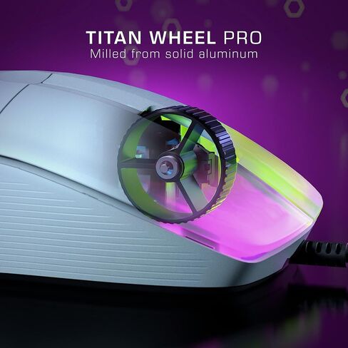 ماوس ألعاب ROCCAT Kone Pro PC، تصميم مريح خفيف الوزن، Titan Switch Optical، إضاءة AIMO RGB، ماوس كمبيوتر سلكي Superlight، عجلة تمرير Titan، هيكل قرص العسل، 19K DPI، أسود in Kuwait