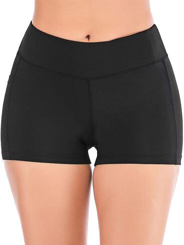 Shakumy Women High Waist Out Pocket Sports Stretch Gym Shorts Tummy Control Workout Running Yoga Athletic Shorts Hot Pants in Saudi Arabia