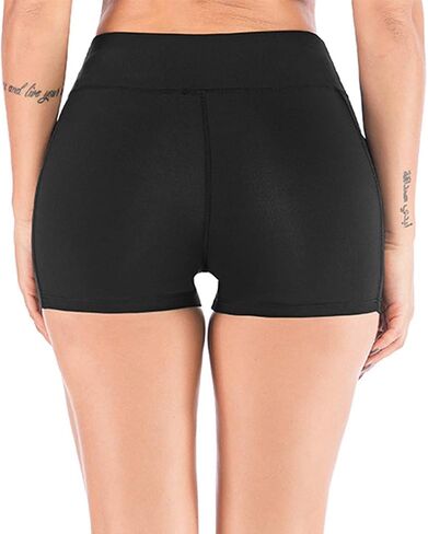 Shakumy Women High Waist Out Pocket Sports Stretch Gym Shorts Tummy Control Workout Running Yoga Athletic Shorts Hot Pants in Saudi Arabia
