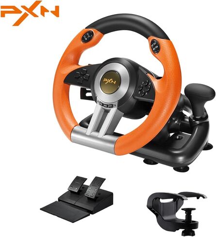 عجلة القيادة PXN Xbox V3II 180 درجة عجلة قيادة سباق الألعاب، مع دواسات خطية ومجاديف سباق لأجهزة Xbox Series X|S، PC، PS4، Xbox One، Switch - أسود in Kuwait
