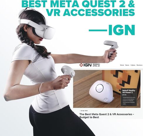 Rebuff Reality VR Power 2 - VR Headsets Battery Pack Compatible with Oculus Quest 2, 10,000mAh Extended 8 Hrs of Playtime and Lightweight Design, Counter Balance with Improved Comfort in Kuwait