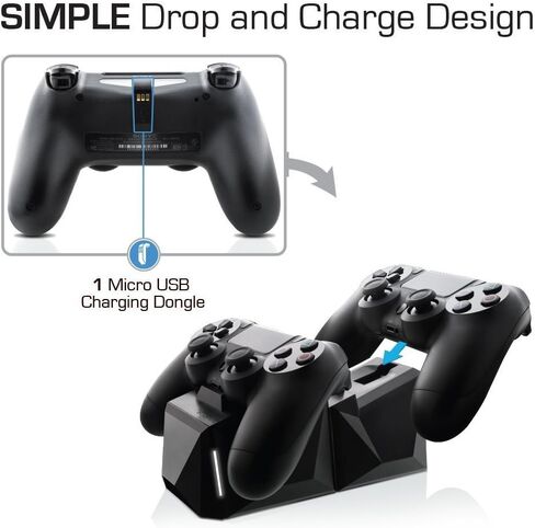 Nyko Charge Block Duo - 2 Port Controller Charging Station with Patented Charging Dongles and Micro-USB/AC Power Cord for PlayStation 4 in Saudi Arabia