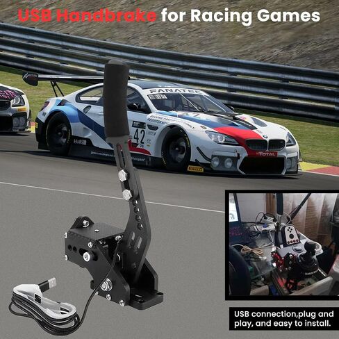 PC Racing Game USB Handbrake - Endxedo 16Bit Simulate Linear Handbrake for Racing Games, Compatible with Logitech G27 G29 G920 G923 T500 T300 with Fixing Clip and Plate Black in Kuwait