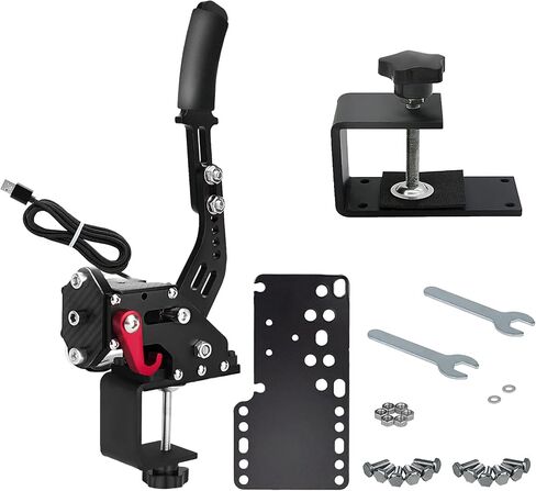 PC Racing Game USB Handbrake - Endxedo 16Bit Simulate Linear Handbrake for Racing Games, Compatible with Logitech G27 G29 G920 G923 T500 T300 with Fixing Clip and Plate Black in Kuwait