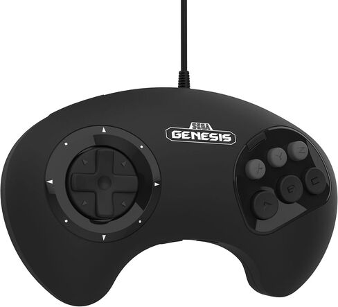 Retro-Bit BIG6 USB Arcade Controller Pad for Sega Genesis Mini, Switch, PC, Mac, Steam, RetroPie, Raspberry Pi - USB Port - Black in Kuwait