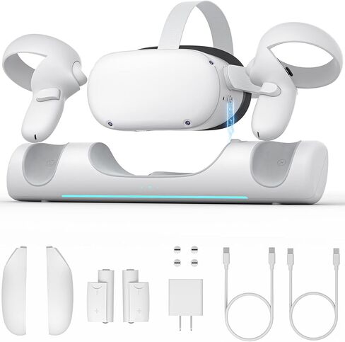 ZYBER Charging Dock for Meta Quest 2, VR Charger Station for Oculus Quest 2, Wireless Charging Stand for Quest 2 Controllers, Rechargeable Batteries (Support Charging Elite Strap with Battery) in Kuwait