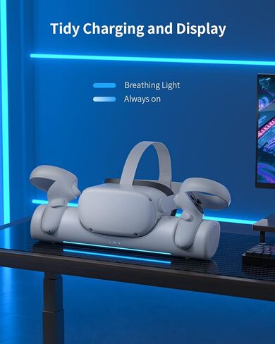 ZYBER Charging Dock for Meta Quest 2, VR Charger Station for Oculus Quest 2, Wireless Charging Stand for Quest 2 Controllers, Rechargeable Batteries (Support Charging Elite Strap with Battery) in Kuwait