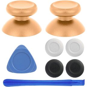 2Pcs Replacement Rocker Metal Analog Joystick Thumbstick Mushroom Caps Repair for Meta oculus quest 2 (Gold)