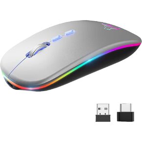 HOTLIFE Wireless Mouse, Slim LED Rechargeable Silent Bluetooth Mouse, Black in Kuwait