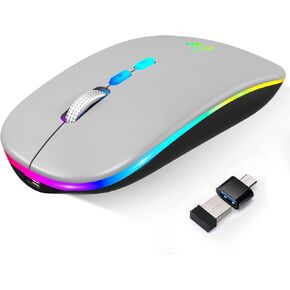 HOTLIFE Wireless Mouse, Slim LED Rechargeable Silent Bluetooth Mouse, Black in Saudi Arabia