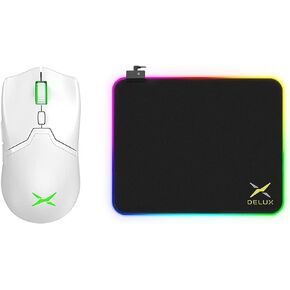 ماوس الألعاب اللاسلكي DeLUX M800PRO باللون الأبيض ولوحة ماوس الألعاب RGB GP003 in Kuwait