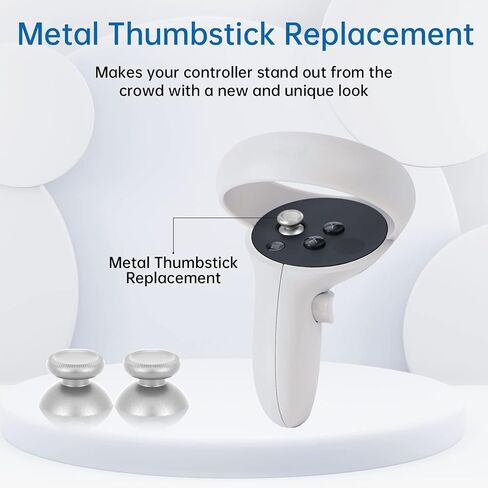 VRbrother 2 قطعة استبدال الروك المعدنية التناظرية عصا التحكم Thumbstick الفطر قبعات إصلاح ل Meta Oculus Quest 2 (أسود) in Saudi Arabia