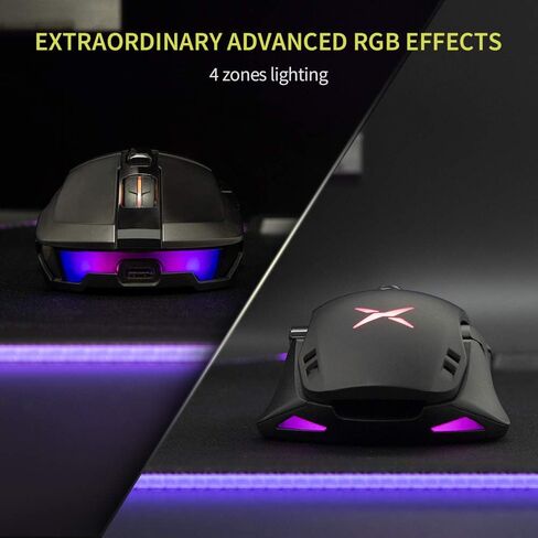 DeLUX M800PRO Wireless Gaming Mouse - PAW 3370 Sensor, Multi-Device Connection, TTC Encoder Wheel, 19000DPI, 70g Lightweight, 56Hr Battery, 6 Programmable Buttons & LOD Adjustment (White) in Saudi Arabia