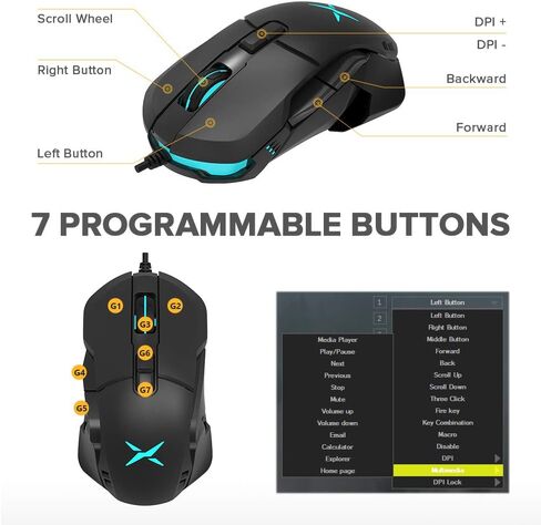 DeLUX M800PRO Wireless Gaming Mouse - PAW 3370 Sensor, Multi-Device Connection, TTC Encoder Wheel, 19000DPI, 70g Lightweight, 56Hr Battery, 6 Programmable Buttons & LOD Adjustment (White) in Saudi Arabia