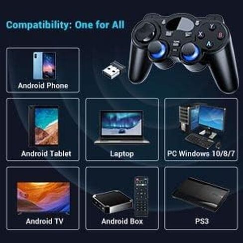 USB 2.4G Wireless Game Controller 2 Pack for PC/Laptop Computer (Windows XP/7/8/10)/ Android / PS3 & Steam Joystick Gamepad for pc Games Controller Compatible Android in Kuwait