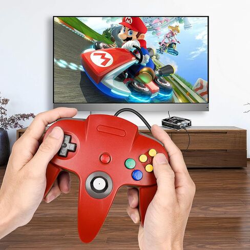 2 حزمة وحدة تحكم USB N64، لوحة ألعاب سلكية للكمبيوتر الشخصي [عصا تناظرية ثلاثية الأبعاد] لأجهزة الكمبيوتر التي تعمل بنظام Windows PC iOS MAC Linux Raspberry Pi Genesis Higan Project 64 Retropie OpenEmu Emulator (التوصيل والتشغيل) (أخضر شفاف/برتقالي شفاف) in Kuwait