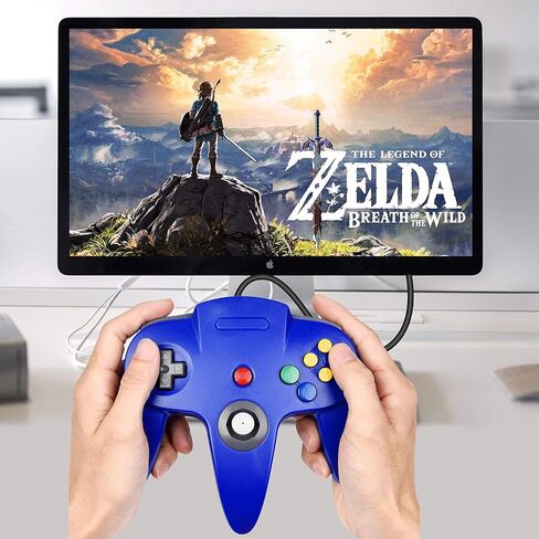 2 حزمة وحدة تحكم USB N64، لوحة ألعاب سلكية للكمبيوتر الشخصي [عصا تناظرية ثلاثية الأبعاد] لأجهزة الكمبيوتر التي تعمل بنظام Windows PC iOS MAC Linux Raspberry Pi Genesis Higan Project 64 Retropie OpenEmu Emulator (التوصيل والتشغيل) (أخضر شفاف/برتقالي شفاف) in Kuwait