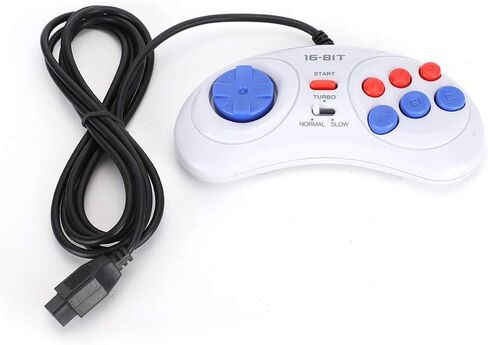 9-Pin Ergonomic Game Console 16Bit Mini Handheld Game Controllers Gamepads Gaming Controller White for Sega in Saudi Arabia