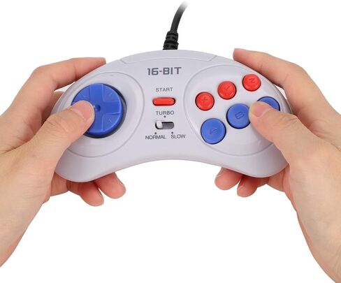 9-Pin Ergonomic Game Console 16Bit Mini Handheld Game Controllers Gamepads Gaming Controller White for Sega in Saudi Arabia