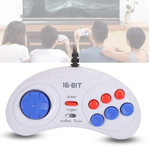 9-Pin Ergonomic Game Console 16Bit Mini Handheld Game Controllers Gamepads Gaming Controller White for Sega in Saudi Arabia