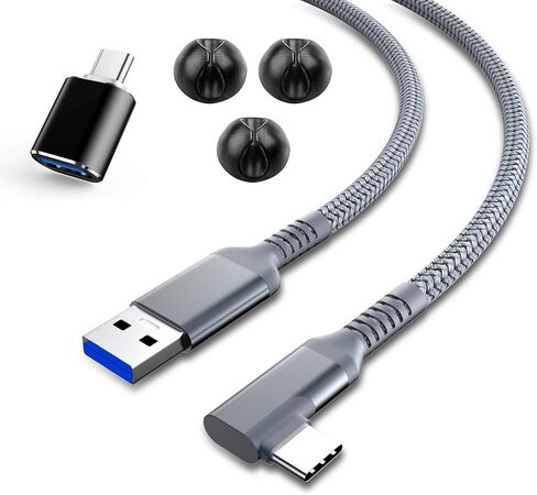 كابل توصيل متوافق مع أوكولوس كويست 2 (16 قدم/5 متر)، كابل كويست لينك لاستبدال كويست / ريفت إس، سلك مجدول من النايلون لنقل البيانات عالي السرعة متوافق مع سماعات أوكولوس كويست وكمبيوتر ألعاب in Kuwait